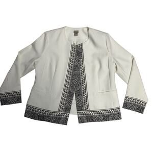 NWT Chico's Women White Bandana Printed Boarder Jacket Size 2
